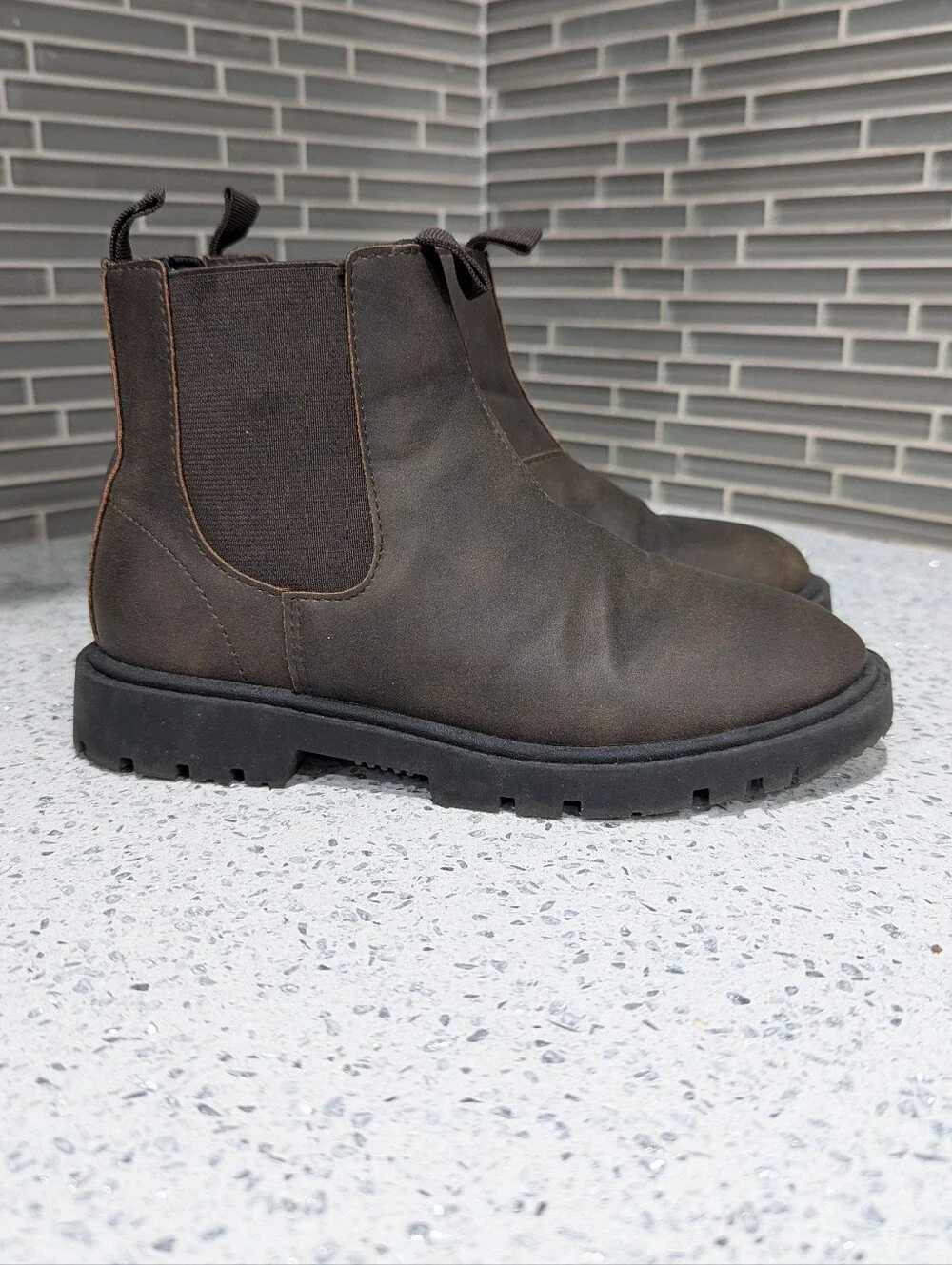 Zara Kids Dark Brown Chelsea Boot Elastic Pull On Big Boys Size 32 1